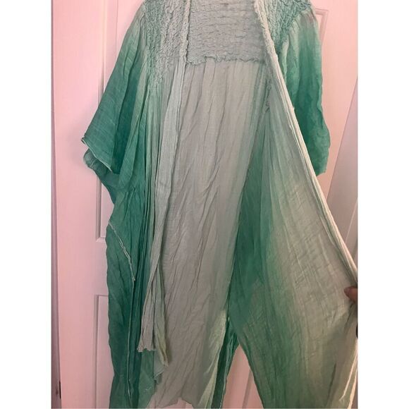 Free People Ombré Green Short Sleeve Duster - Picture 6 of 9